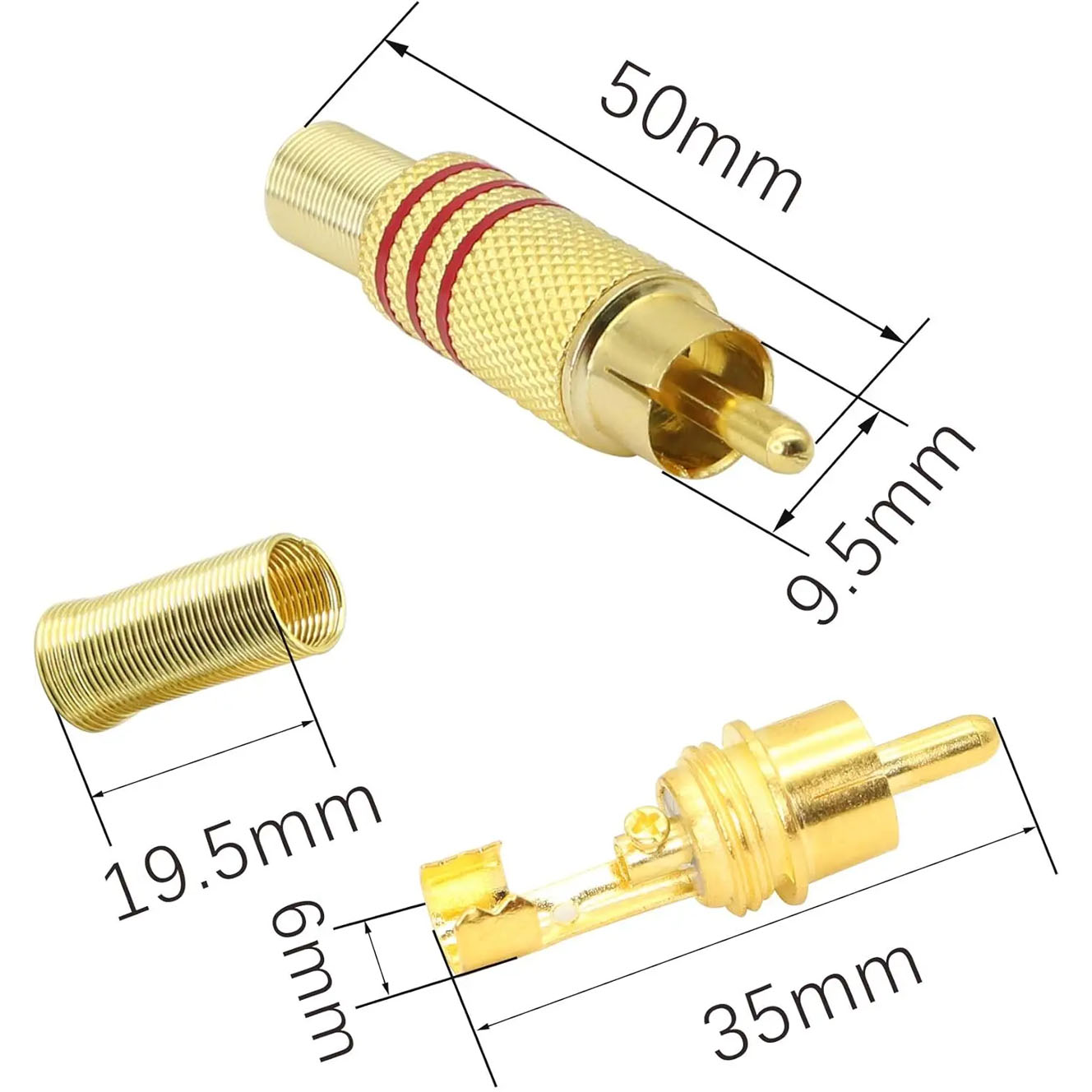4PCS RCA Plug Gold Plated Sold - огляд і ціна Audio Home Cinema